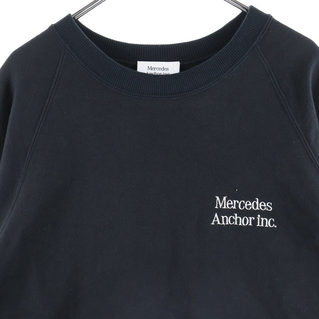 Mercedes Anchor Inc.(メルセデスアンカーインク) Raglan Crew Sweatshirt 胸ロゴ クルーネックスウェット ブラック