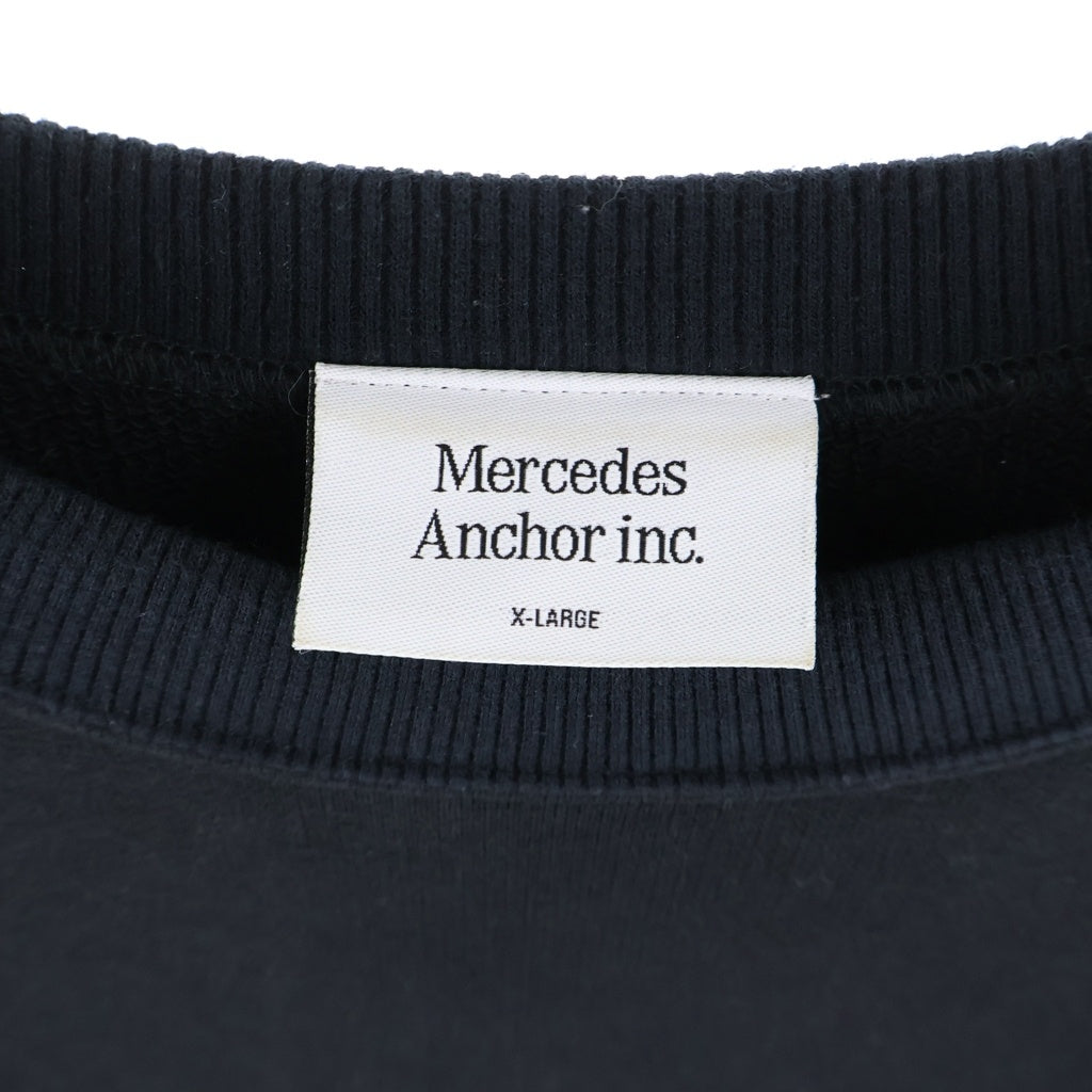 Mercedes Anchor Inc.(メルセデスアンカーインク) Raglan Crew Sweatshirt 胸ロゴ クルーネックスウェット ブラック
