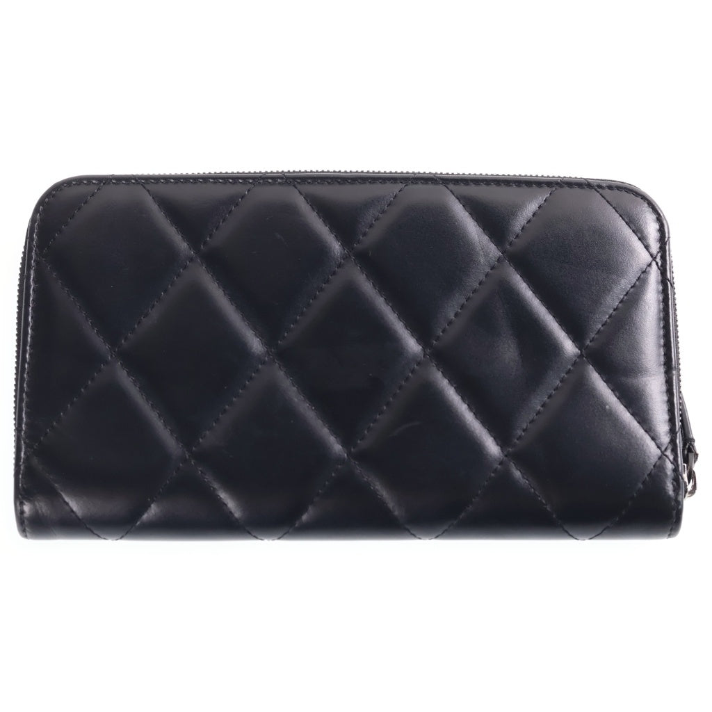 BALENCIAGA(バレンシアガ) Bロゴ キルティング ラウンドジップ 621484 長財布 ブラック レディース