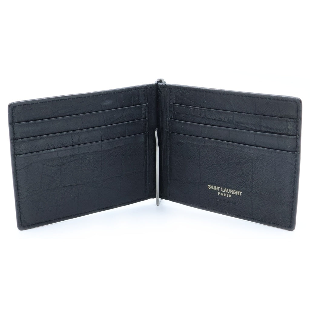 SAINT LAURENT PARIS(サンローランパリ) フロントロゴ クロコ 485630 カードケース ブラック