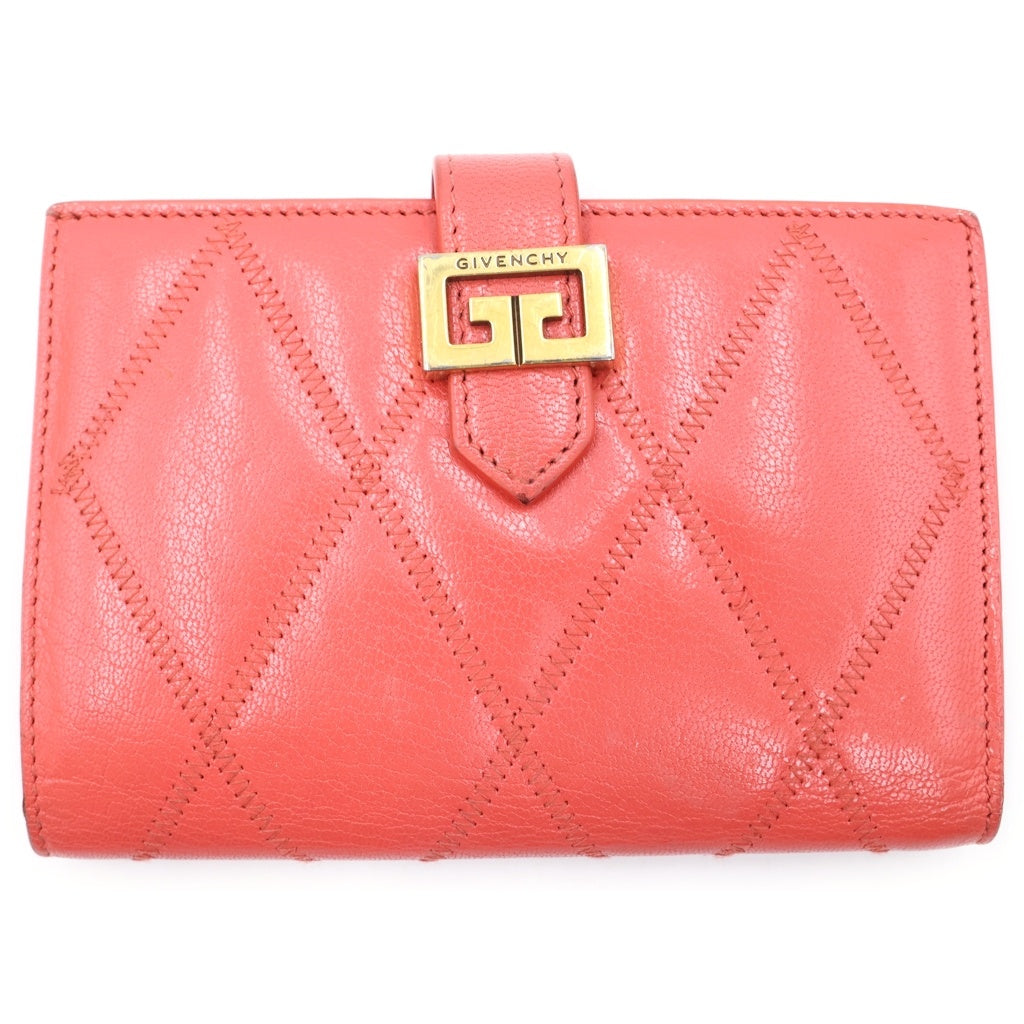 GIVENCHY(ジバンシィ) GV3 ダイヤモンドキルティング 2つ折り財布 レッド レディース