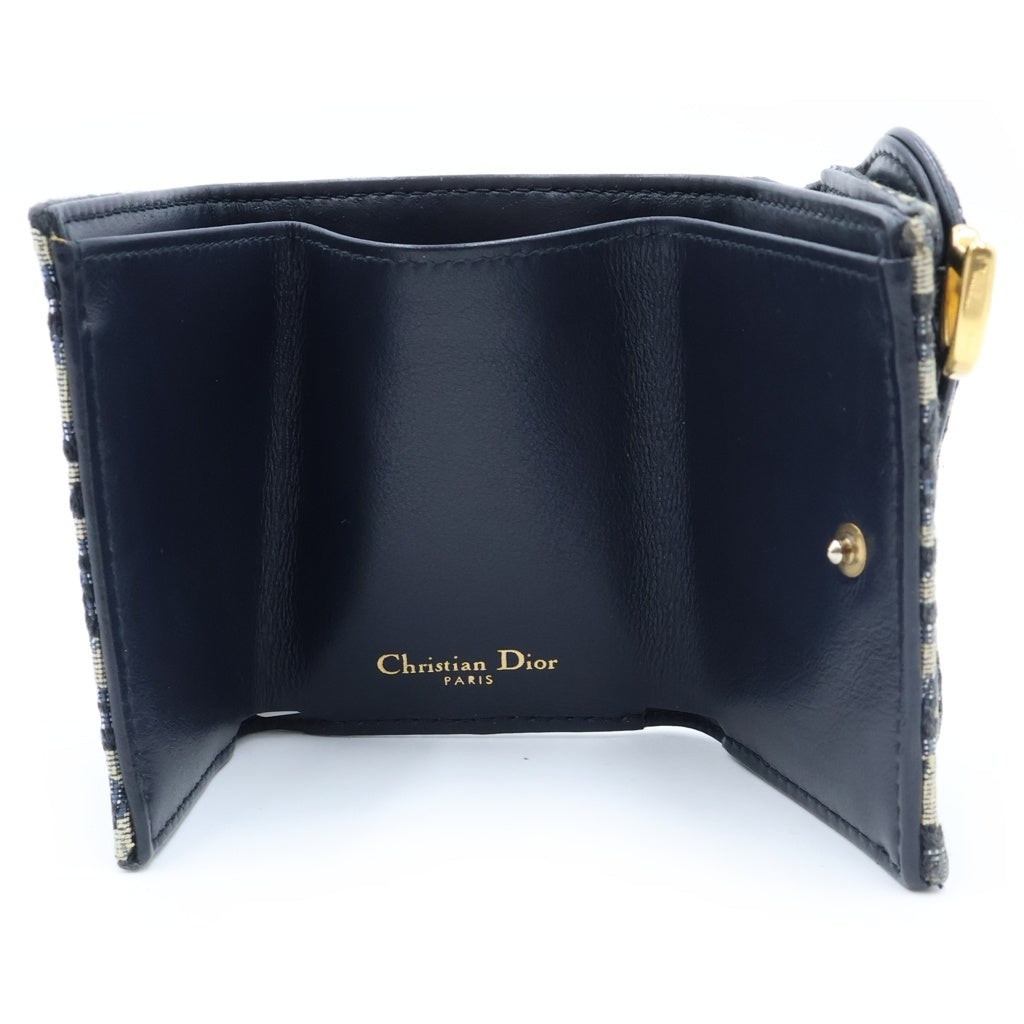 Christian Dior(クリスチャンディオール) SADDLE サドル オブリーク ロータスウォレット ネイビー レディース