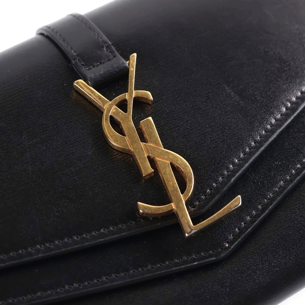 SAINT LAURENT PARIS(サンローランパリ) シェルピス カサンドラ Wフラップ 長財布 ブラック レディース