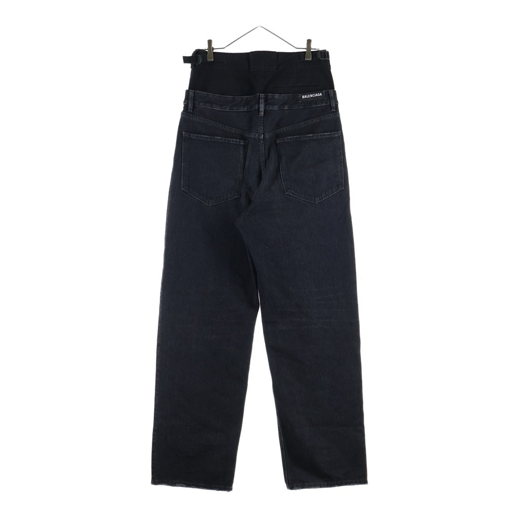 BALENCIAGA(バレンシアガ) 21AW LAYERED WIDE DENIM PANTS レイヤード ワイド デニム パンツ ブラック 661609