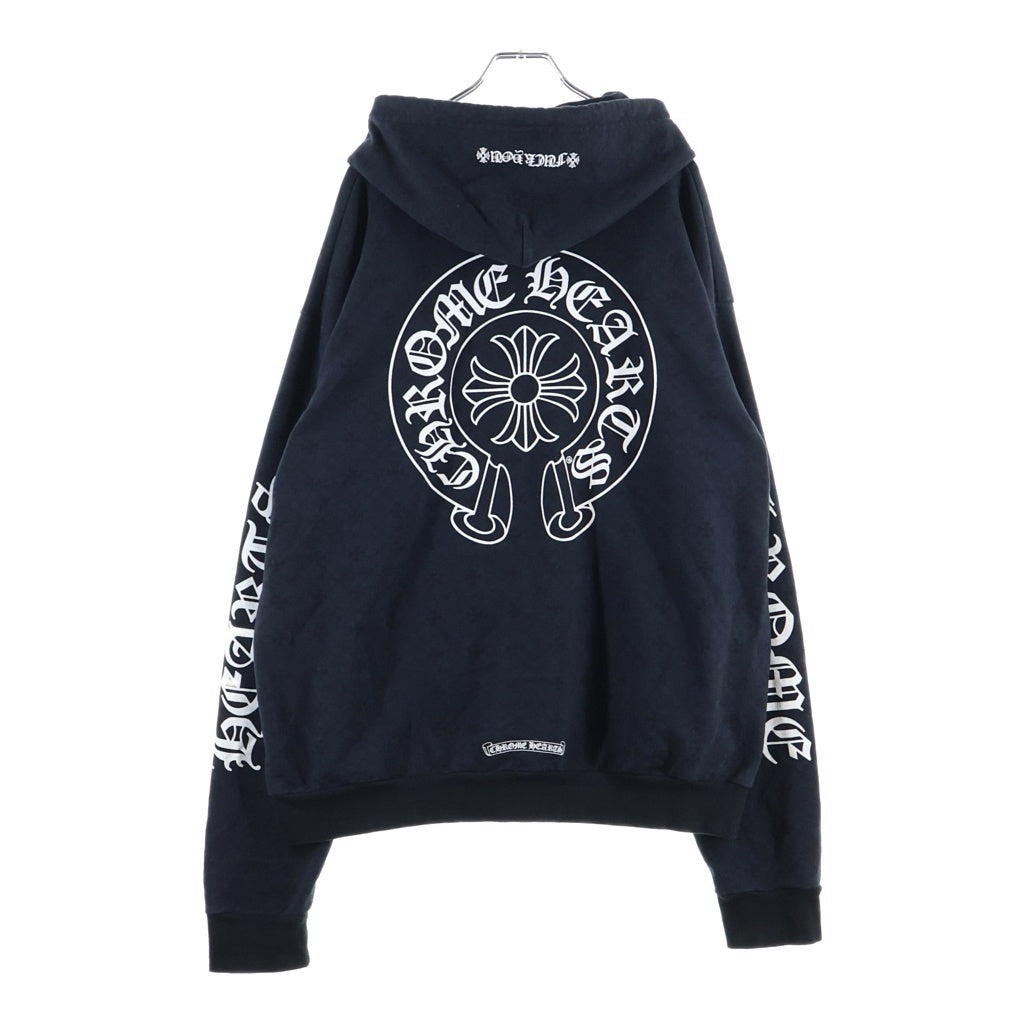 CHROME HEARTS(クロムハーツ) CH CROSS バック ホースシュー 総柄 ジップパーカー ネイビー