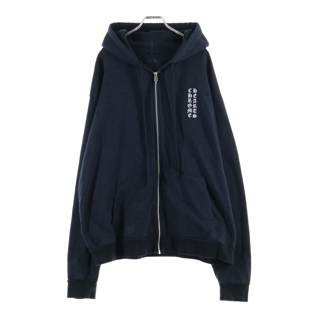 CHROME HEARTS(クロムハーツ) CH CROSS バック ホースシュー 総柄 ジップパーカー ネイビー
