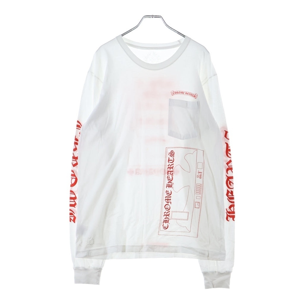 CHROME HEARTS(クロムハーツ) AOYAMA 青山 ロゴプリント クルーネック長袖Tシャツ ホワイト/レッド