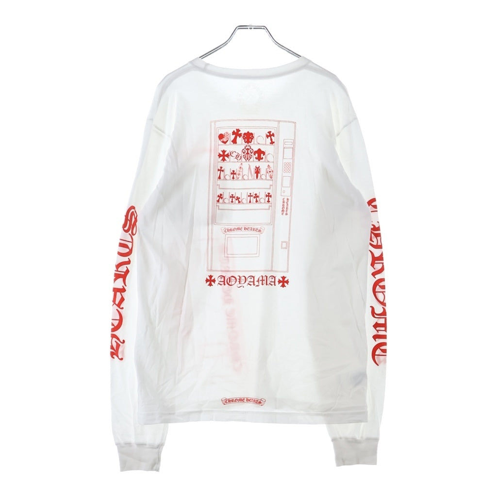CHROME HEARTS(クロムハーツ) AOYAMA 青山 ロゴプリント クルーネック長袖Tシャツ ホワイト/レッド