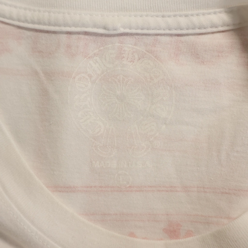 CHROME HEARTS(クロムハーツ) AOYAMA 青山 ロゴプリント クルーネック長袖Tシャツ ホワイト/レッド