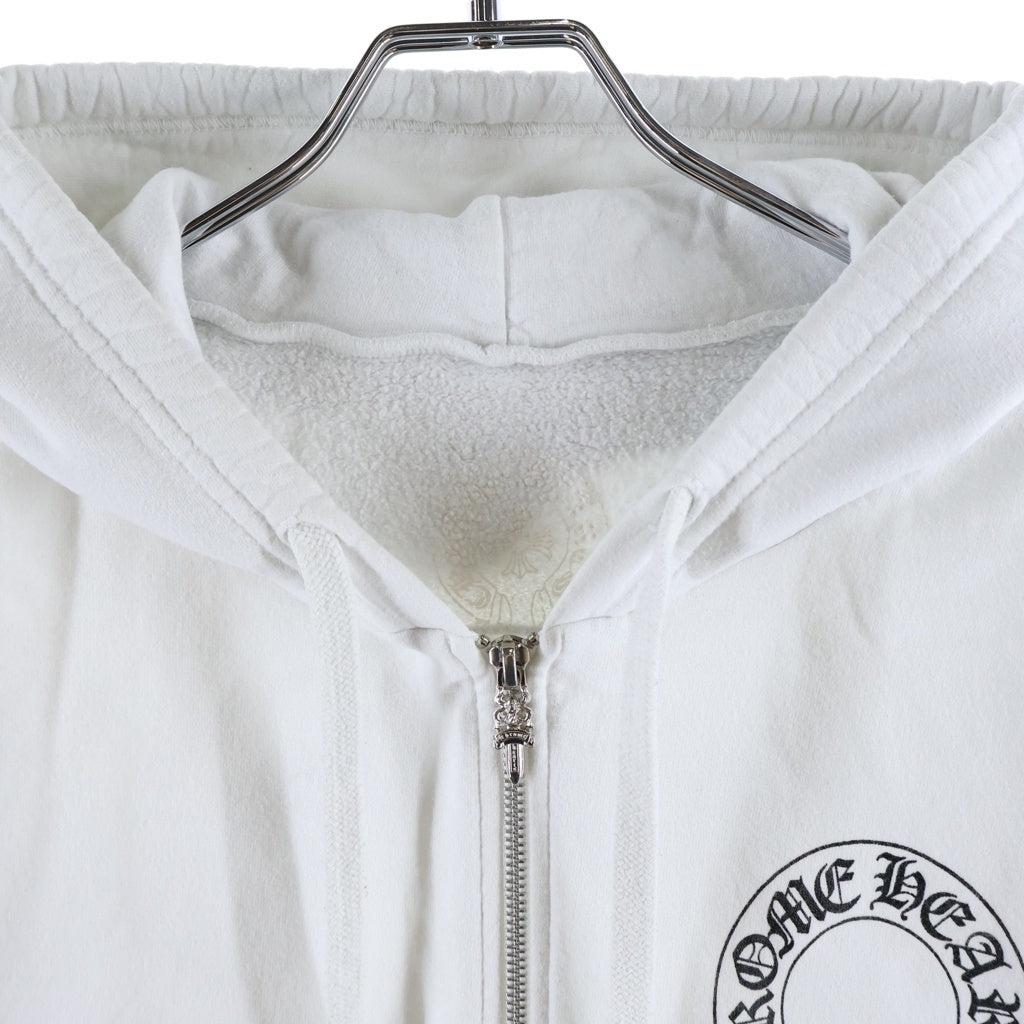 CHROME HEARTS(クロムハーツ) SWTSHRT HD ZIP 袖フローラルホースシュープリント ジップパーカー ホワイト