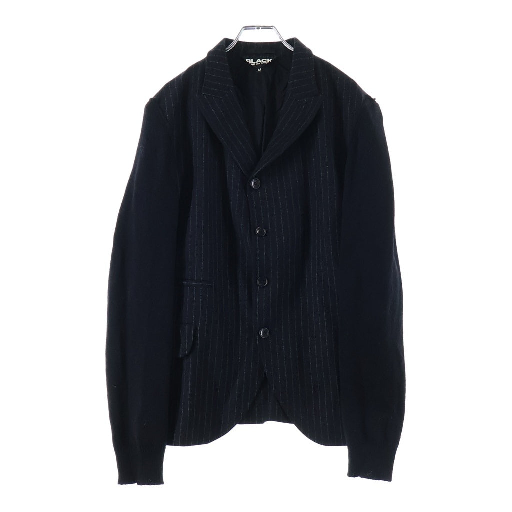 BLACK COMME des GARCONS(ブラックコムデギャルソン) 14AW 袖切替 ウール ストライプ 1N-J016 テーラードジャケット ブラック