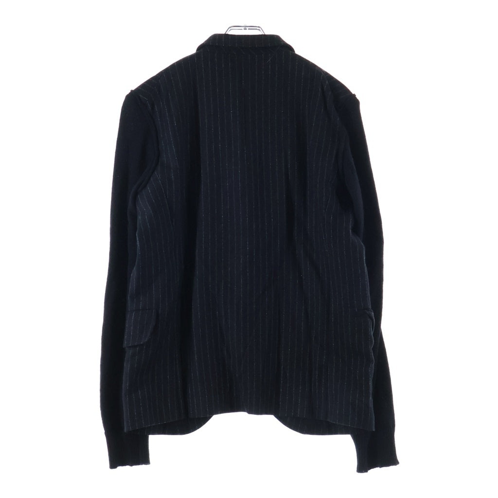 BLACK COMME des GARCONS(ブラックコムデギャルソン) 14AW 袖切替 ウール ストライプ 1N-J016 テーラードジャケット ブラック