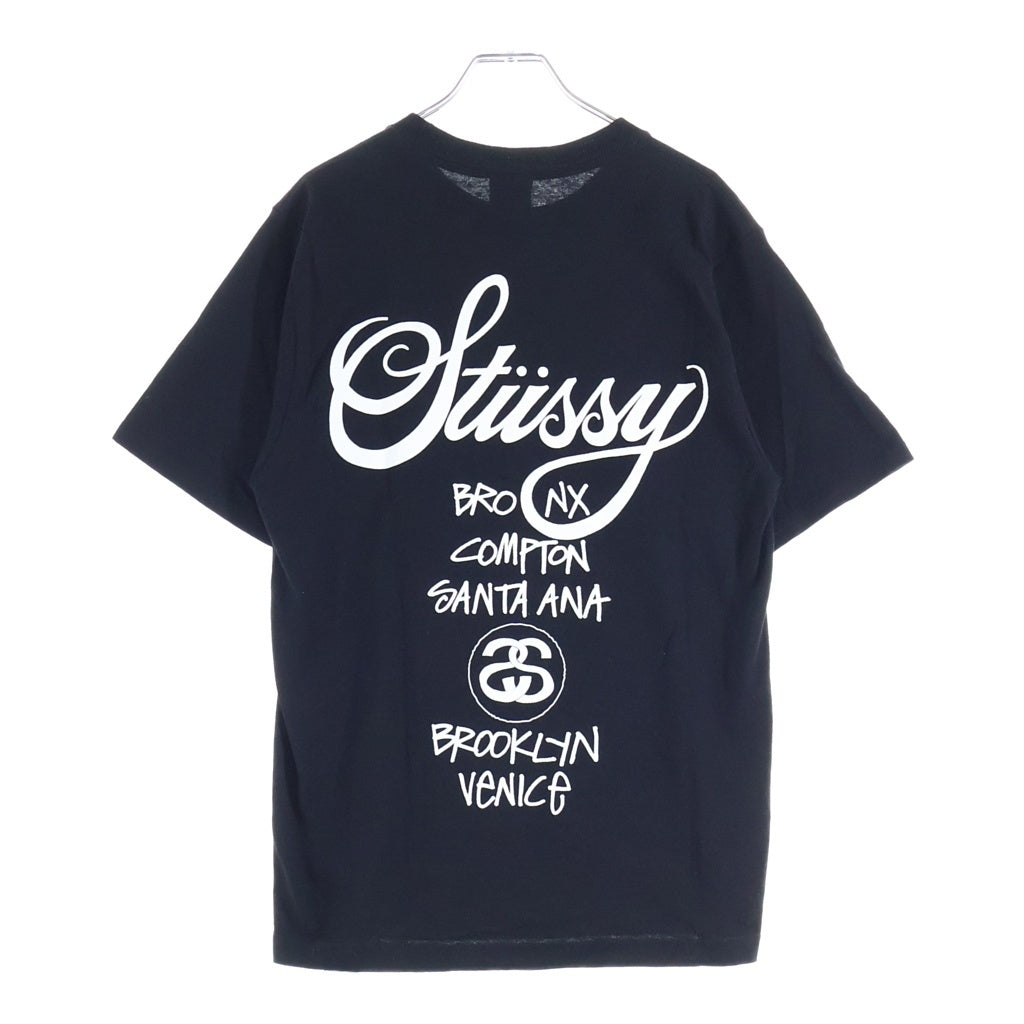 STUSSY(ステューシー) World Tour Tee ワールドツアー クルーネック半袖Tシャツ ブラック