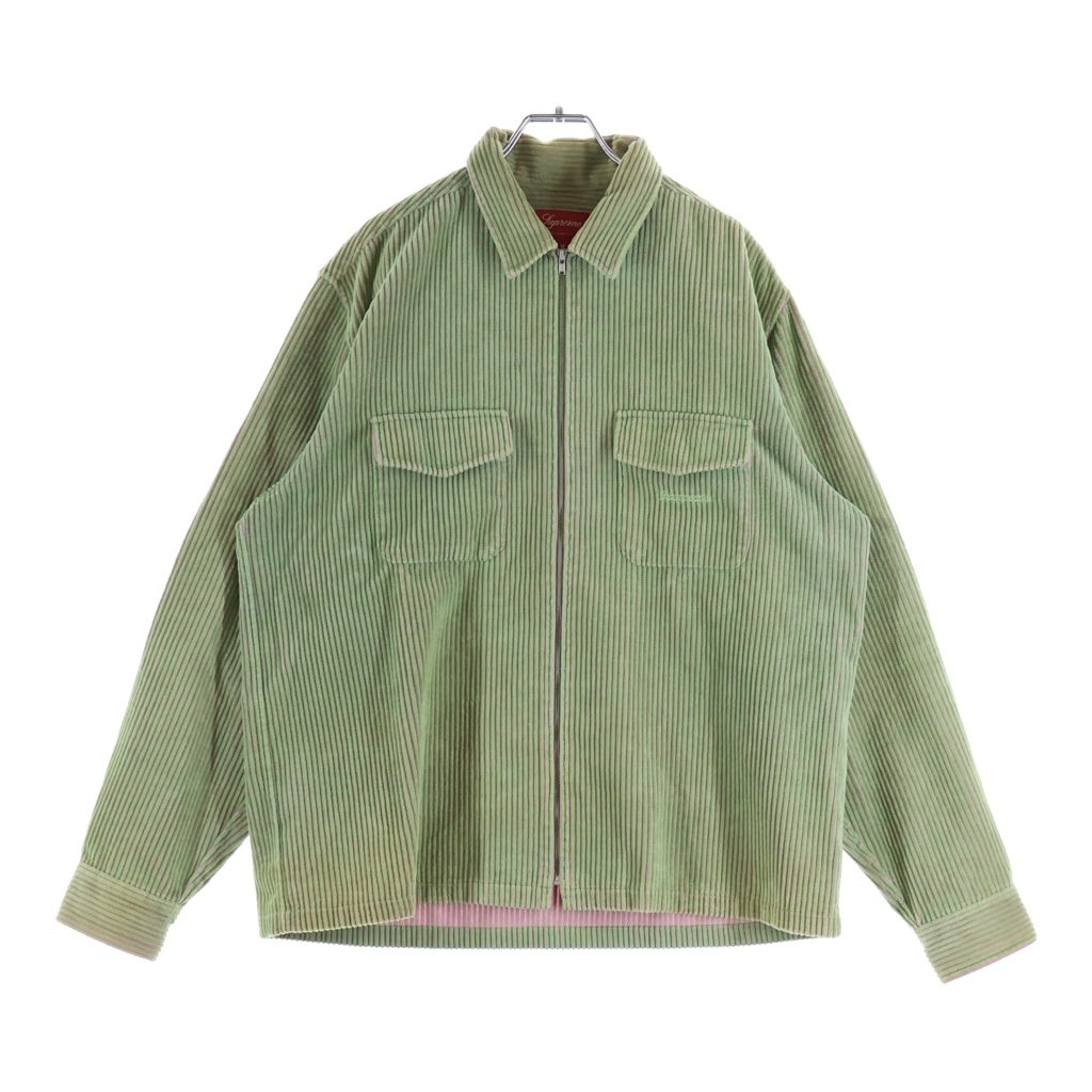 SUPREME(シュプリーム) 23SS 2-Tone Corduroy Zip Up Shirt 胸オールドイングリッシュロゴ ジップアップジャケット グリーン