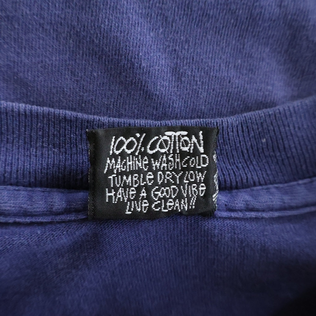 STUSSY(ステューシー) 80s-90s 黒タグ 裾袖シングル サークル ストックロゴ クルーネックTシャツ パープル