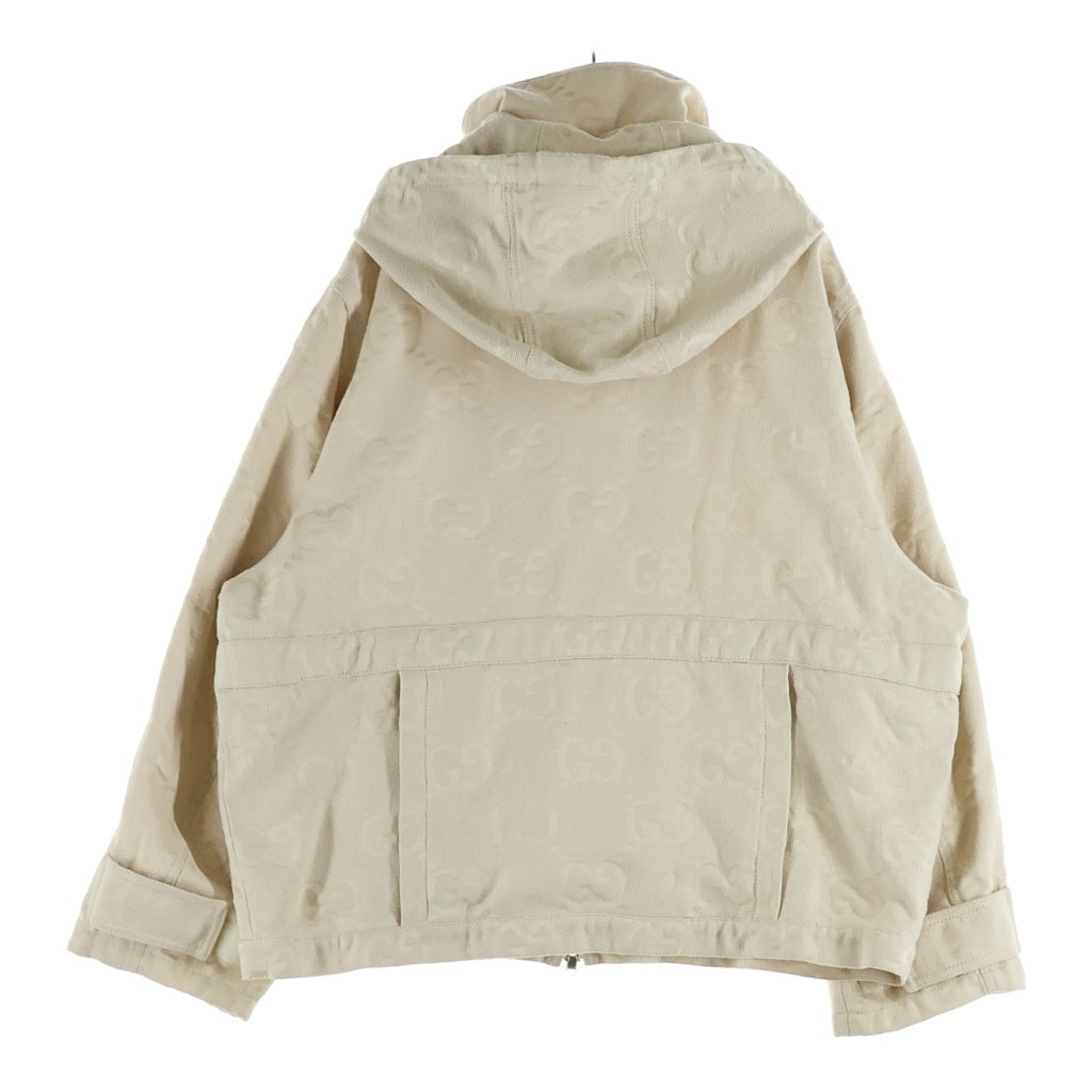 GUCCI(グッチ) ジャンボGGロゴ キャンバス フーデットジャケット アイボリー レディース 691756