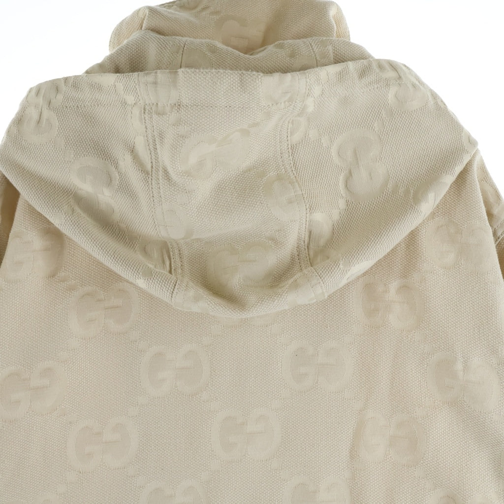 GUCCI(グッチ) ジャンボGGロゴ キャンバス フーデットジャケット アイボリー レディース 691756