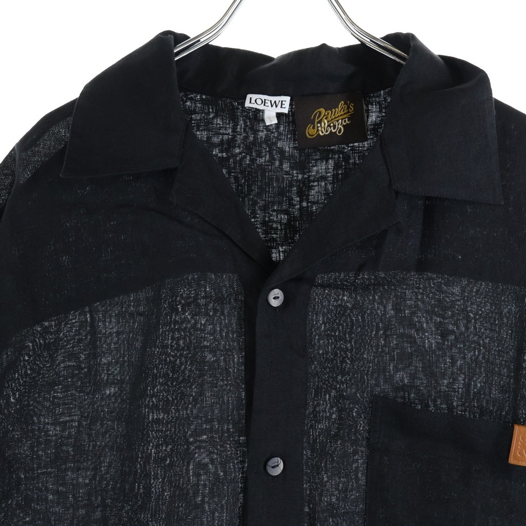 LOEWE(ロエベ) 23SS アナグラムパッチ リネンボーリング 半袖シャツ ブラック H616Y05W20