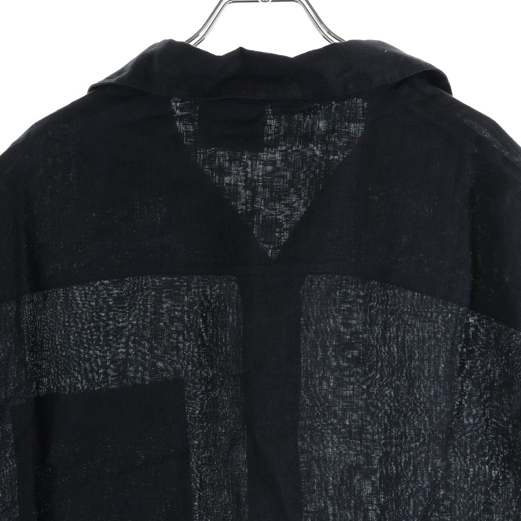 LOEWE(ロエベ) 23SS アナグラムパッチ リネンボーリング 半袖シャツ ブラック H616Y05W20