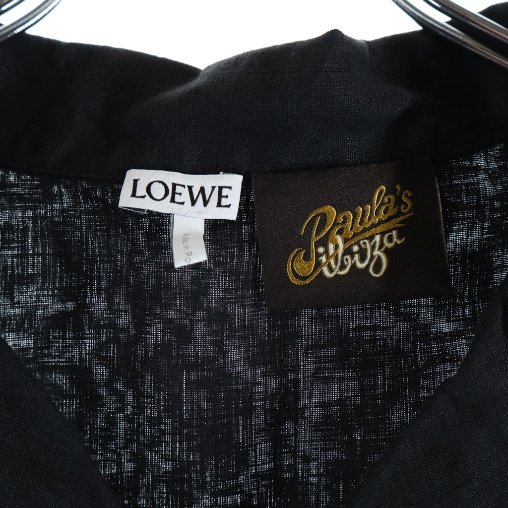 LOEWE(ロエベ) 23SS アナグラムパッチ リネンボーリング 半袖シャツ ブラック H616Y05W20