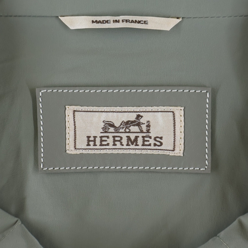 HERMES(エルメス) 24SS レザーポケット セリエボタン ダブルジップ ナイロンジャケット グレー