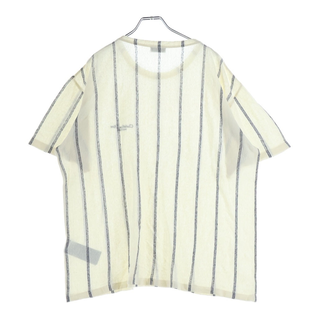 DIOR(ディオール) 25AW ストライプ柄 コットン リネン クルーネック半袖Tシャツカットソー アイボリー 593J612A3019
