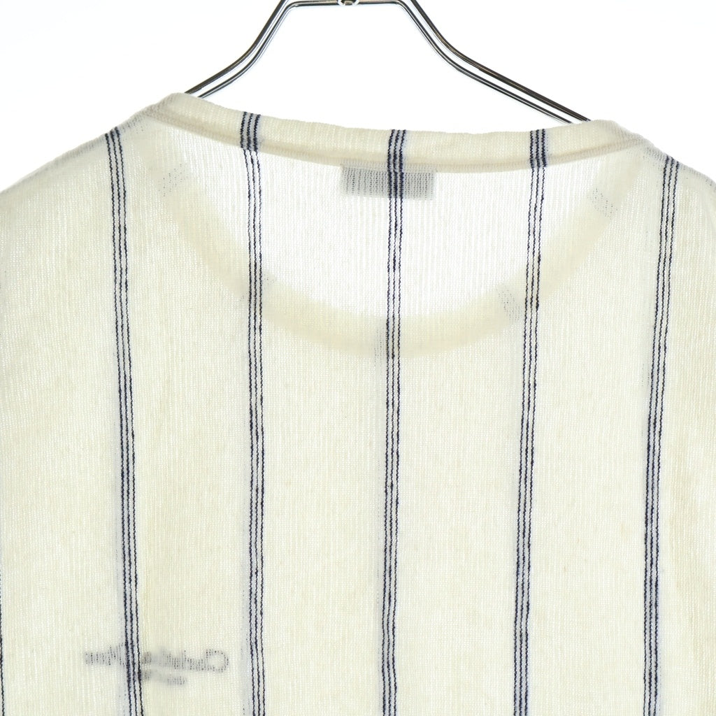 DIOR(ディオール) 25AW ストライプ柄 コットン リネン クルーネック半袖Tシャツカットソー アイボリー 593J612A3019