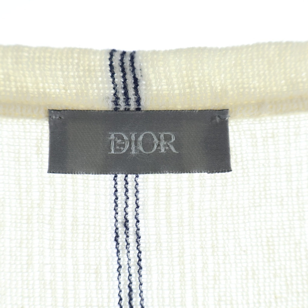 DIOR(ディオール) 25AW ストライプ柄 コットン リネン クルーネック半袖Tシャツカットソー アイボリー 593J612A3019
