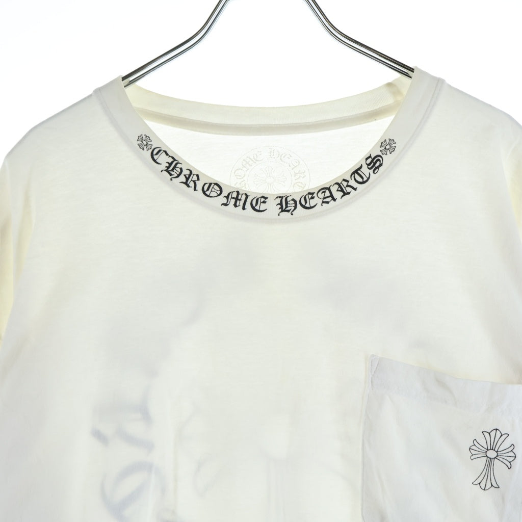 CHROME HEARTS(クロムハーツ) Back Cross Neck Logo Tee バッククロス ネックロゴ アームCHクロス 長袖Tシャツ ホワイト