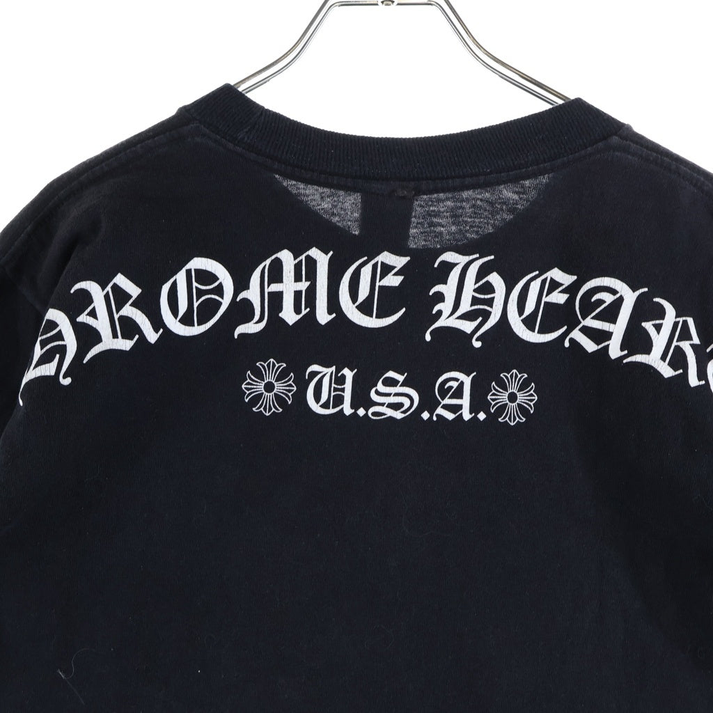 CHROME HEARTS(クロムハーツ) OLD BACK ARCH LOGO SCROLL RABEL USA PRINT TEE オールド バックアーチロゴ スクロールラベル プリント ポケット半袖Tシャツ カットソー ブラック