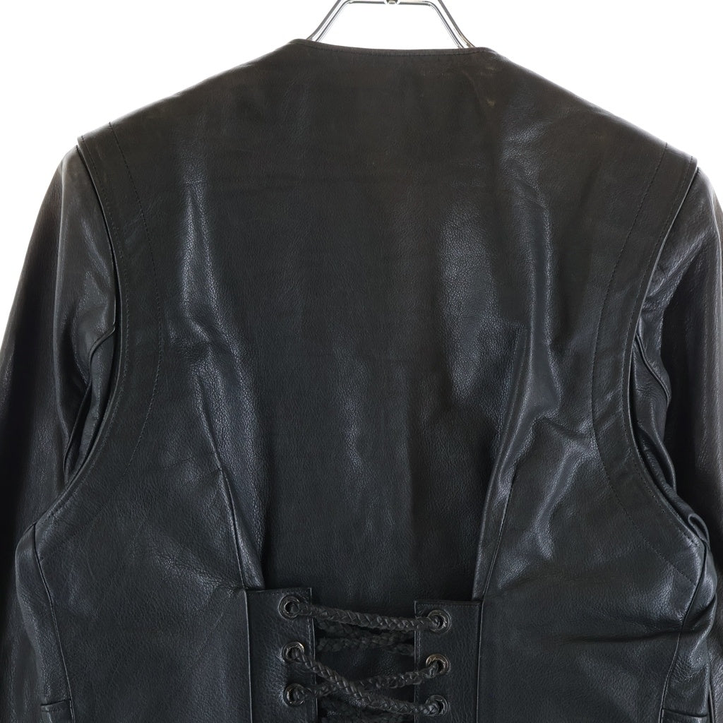 CHROME HEARTS(クロムハーツ) フローラルボタン 5B ノーカラー レザージャケット ブラウン レディース
