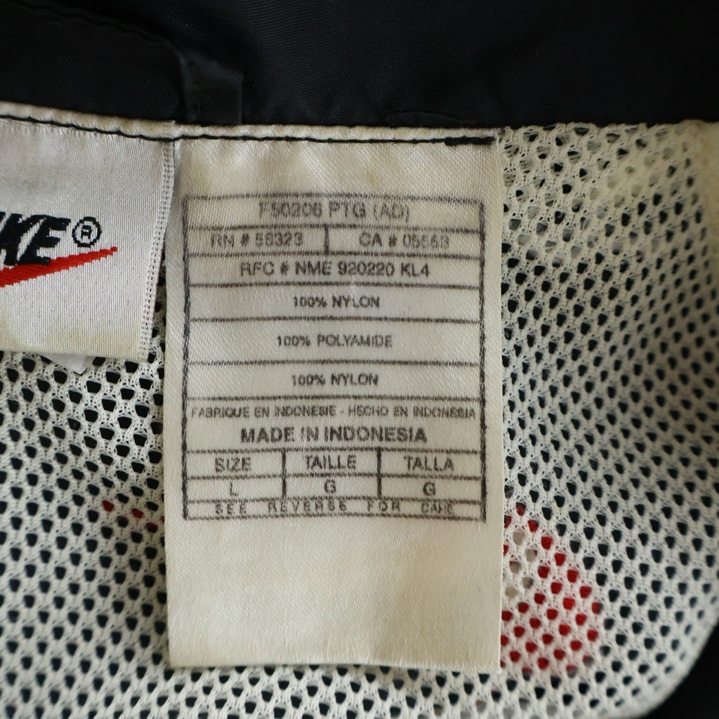 NIKE(ナイキ) 90s-00s バックスウォッシュ バスケ 胸ロゴ刺繍 袖スウォッシュ ナイロンジャケット ブラック