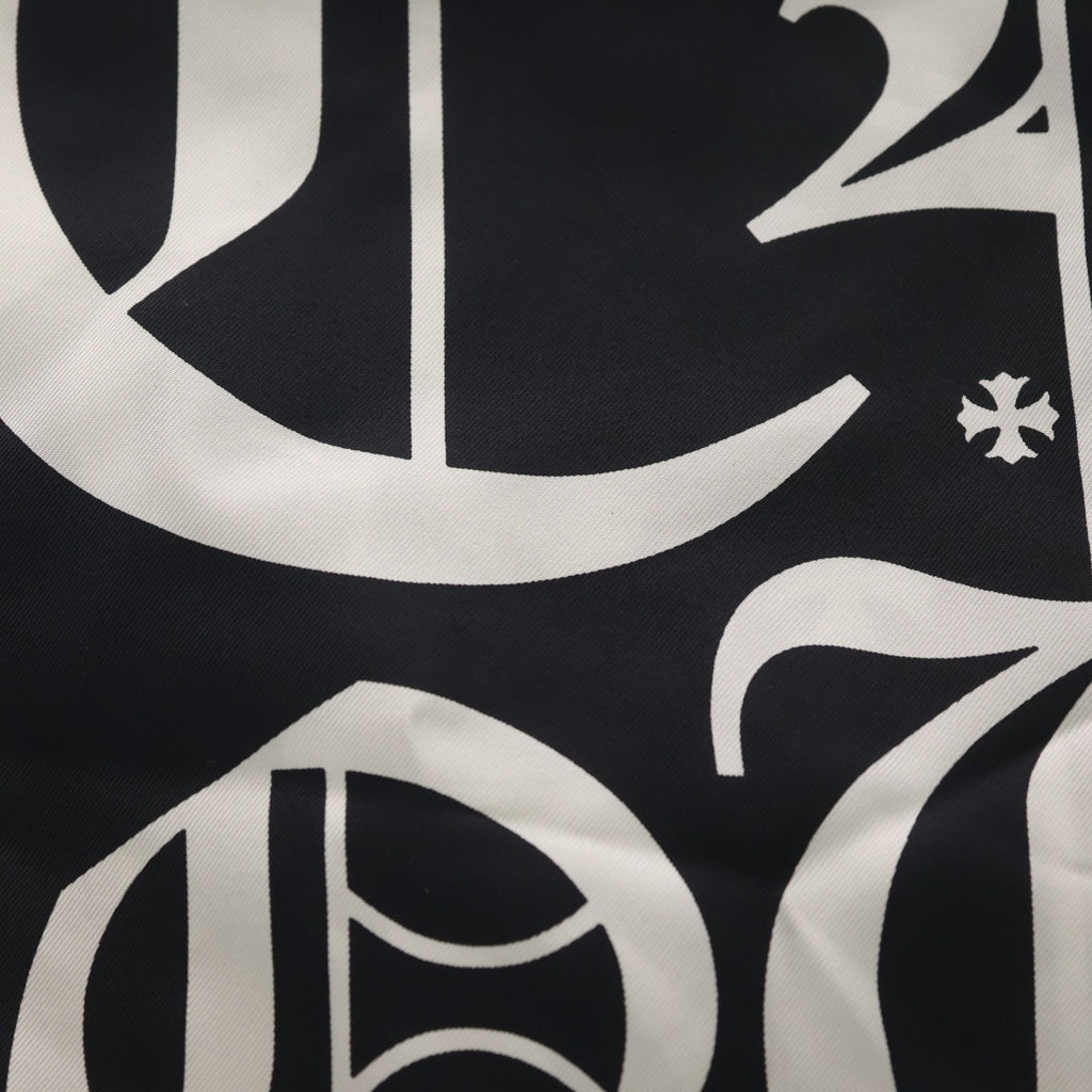CHROME HEARTS(クロムハーツ) CHプラス オールドイングリッシュロゴ 総柄 シルク スカーフ ブラック レディース