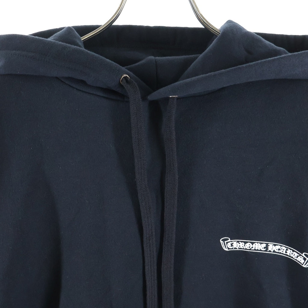 CHROME HEARTS(クロムハーツ) SWTSHRT HD PLVR バックスクロールラベル袖英字プリント プルオーバーパーカー ブラック