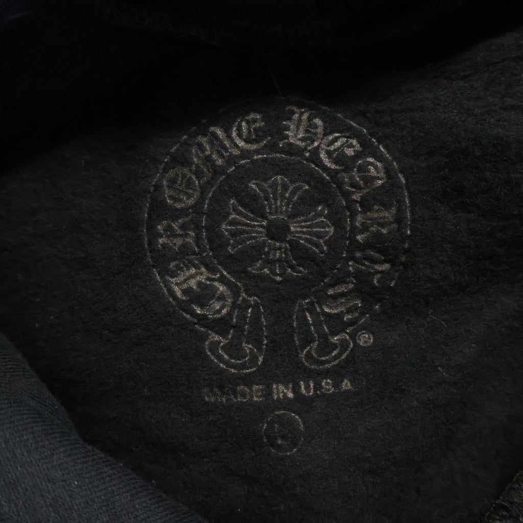 CHROME HEARTS(クロムハーツ) SWTSHRT HD PLVR バックスクロールラベル袖英字プリント プルオーバーパーカー ブラック