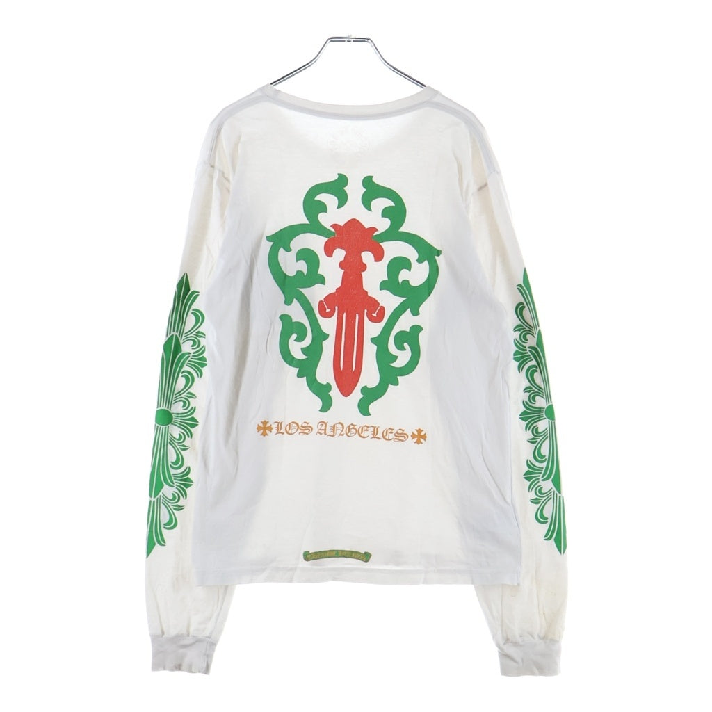 CHROME HEARTS(クロムハーツ) LA ロサンゼルス限定 ヴァインダガープリント 袖フローラルプリント 長袖Tシャツ ロングスリーブ カットソー ホワイト