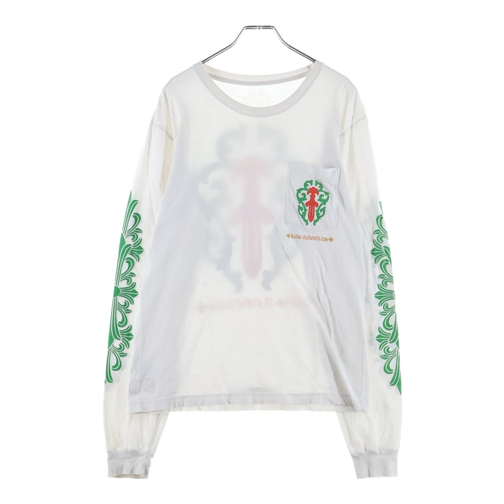 CHROME HEARTS(クロムハーツ) LA ロサンゼルス限定 ヴァインダガープリント 袖フローラルプリント 長袖Tシャツ ロングスリーブ カットソー ホワイト