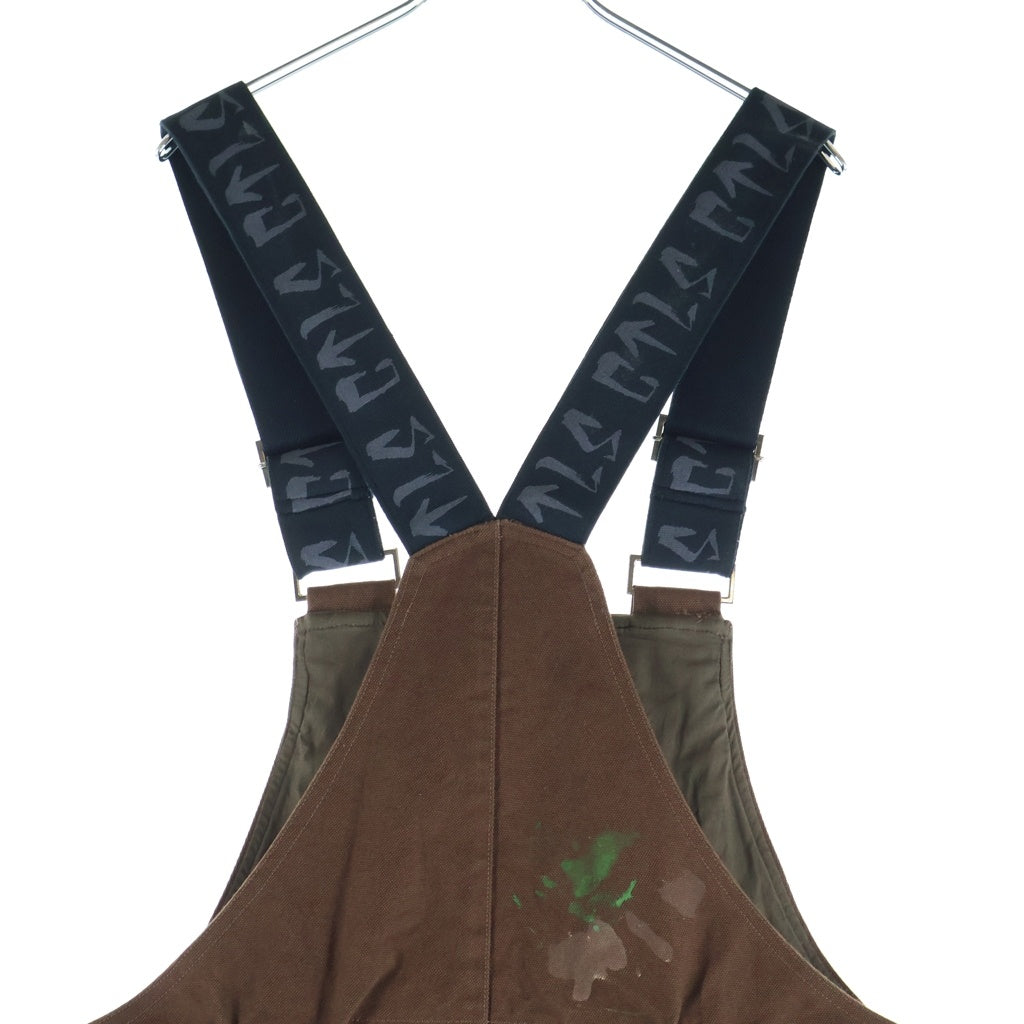 cvtvlist(カタリスト) 22SS フロント刺繍 バックロゴ ペンキクラッシュ加工オーバーオール ブラウン