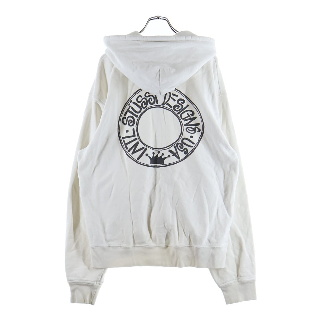 STUSSY(ステューシー) BUANA PIGMENT DYED ZIP HOODIE ブアナピグメント プリント ジップアップパーカー ホワイト 1975052