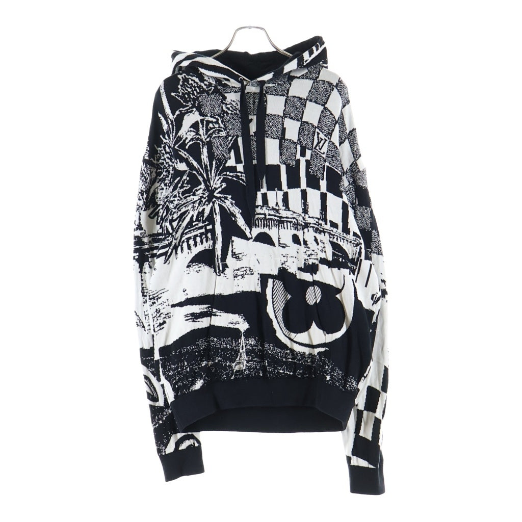 LOUIS VUITTON(ルイヴィトン) 23SS パリコラージュジャカードプルオーバーパーカー フーディー ブラック/ホワイト RM231 TB7 HON82W