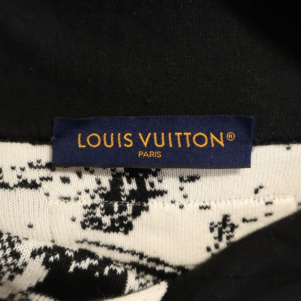 LOUIS VUITTON(ルイヴィトン) 23SS パリコラージュジャカードプルオーバーパーカー フーディー ブラック/ホワイト RM231 TB7 HON82W