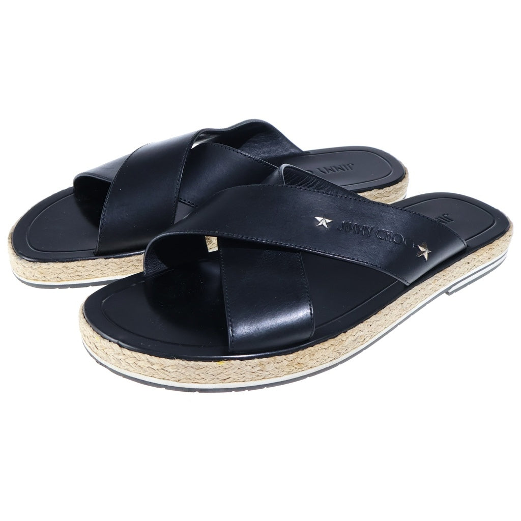 JIMMY CHOO(ジミーチュウ) Leather Espadrilles レザー エスパドリーユ サンダル スタースタッズ ブラック