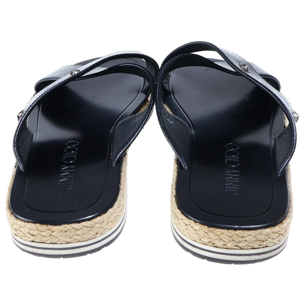 JIMMY CHOO(ジミーチュウ) Leather Espadrilles レザー エスパドリーユ サンダル スタースタッズ ブラック