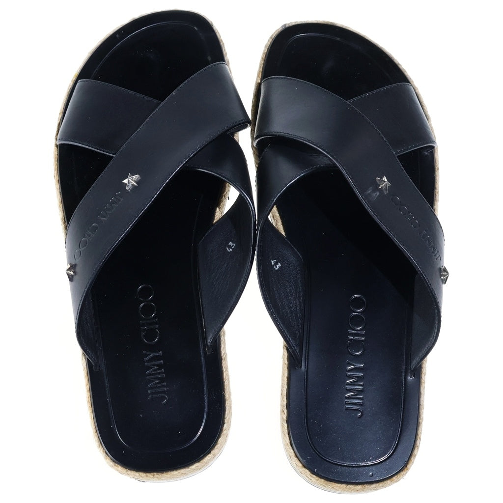 JIMMY CHOO(ジミーチュウ) Leather Espadrilles レザー エスパドリーユ サンダル スタースタッズ ブラック