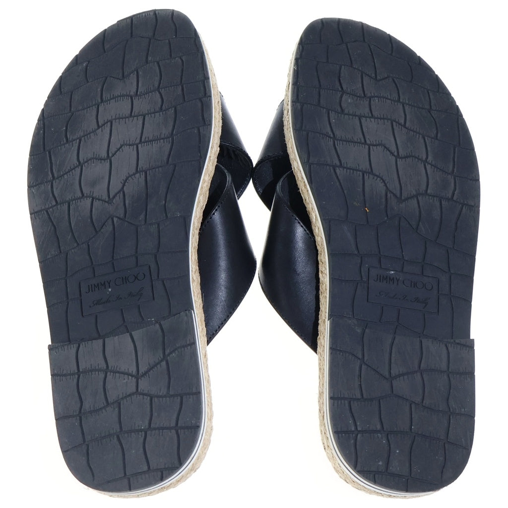 JIMMY CHOO(ジミーチュウ) Leather Espadrilles レザー エスパドリーユ サンダル スタースタッズ ブラック