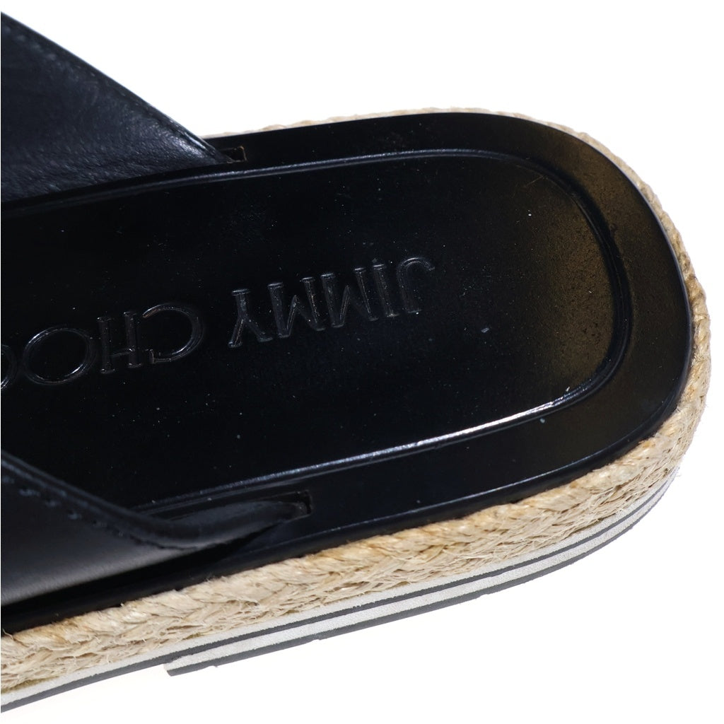 JIMMY CHOO(ジミーチュウ) Leather Espadrilles レザー エスパドリーユ サンダル スタースタッズ ブラック