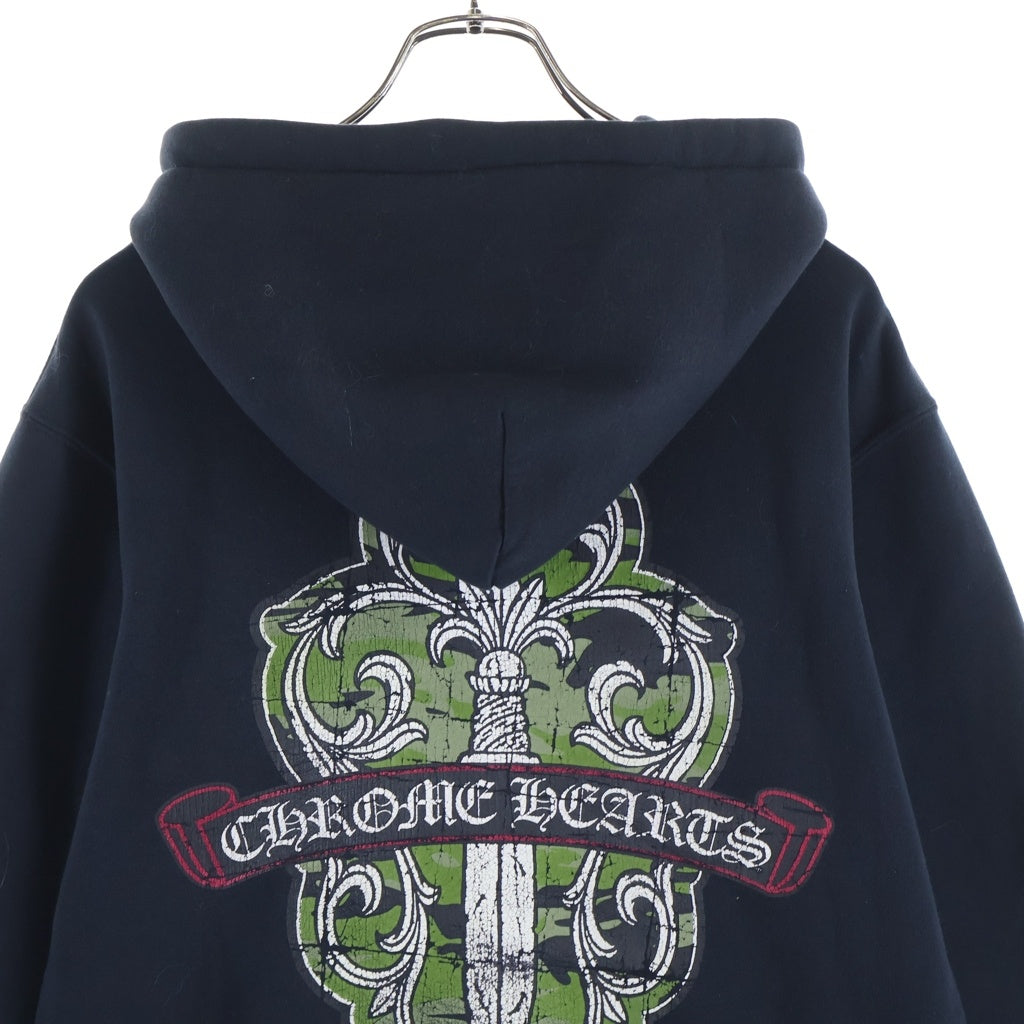 CHROME HEARTS(クロムハーツ) OLD Vine Dagger Zip Hoodie オールド カモフラヴァインダガー 裏地サーマルジップフーディーパーカー ブラック