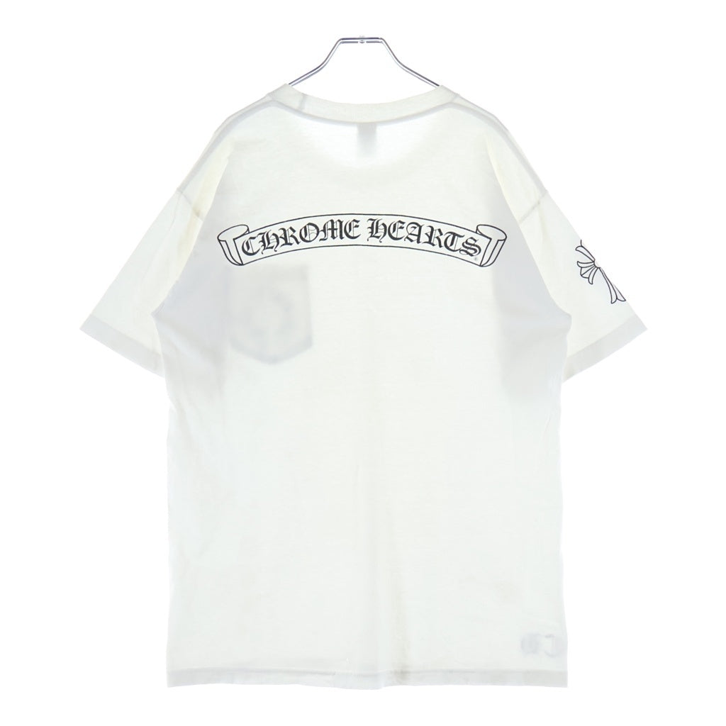 CHROME HEARTS(クロムハーツ) OLD バックスクロールロゴ ホースシューポケット 半袖 クルーネック Tシャツ カットソー ブラック
