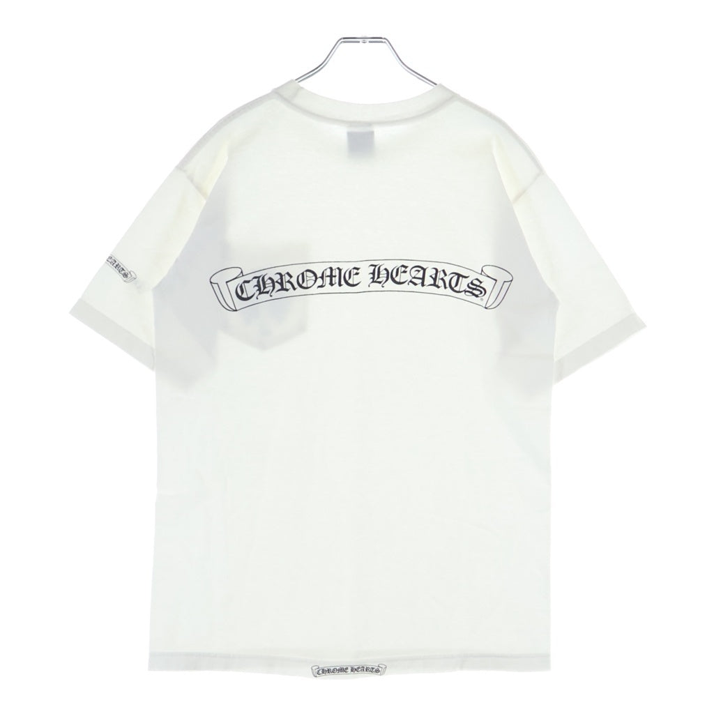 CHROME HEARTS(クロムハーツ) OLD VINE DAGGER SCROLL RAVEL LOGO S/S TEE オールド ヴァインダガー スクロールラベル ロゴプリント半袖Tシャツ カットソー ホワイト