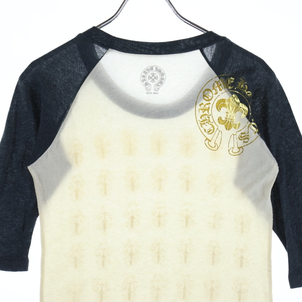 CHROME HEARTS(クロムハーツ) VINE DAGGER S/S ヴァインダガー総柄プリント ラグラン リンガーTシャツ アイボリー/グレー レディース